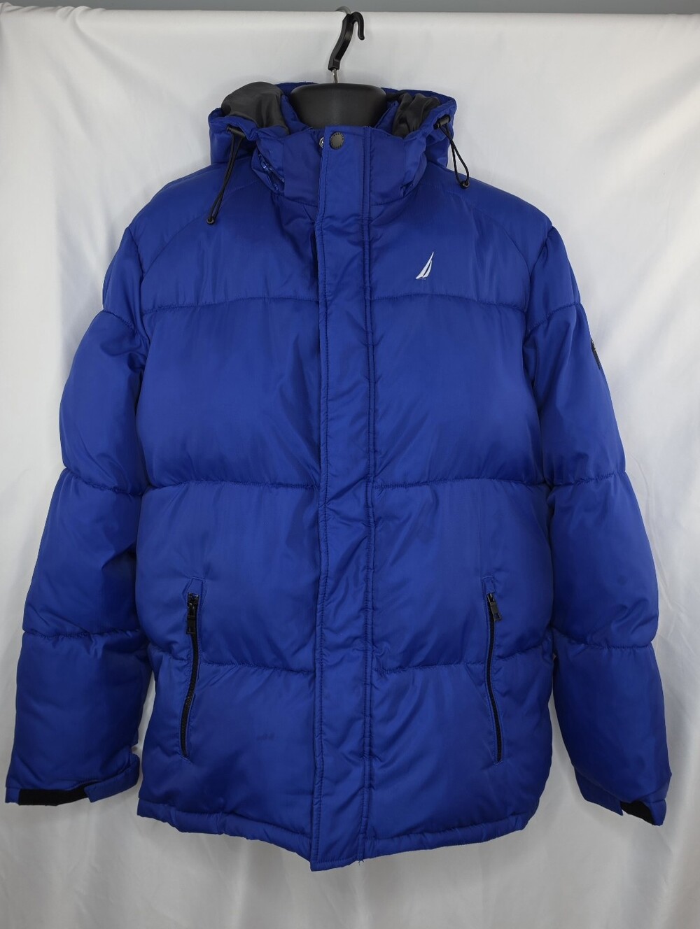 Nautica Men's Quilted Puffer Jacket Colbolt Blue Size XL Zip Off Hood